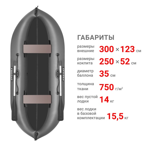 М-5 У (300 см) Лодка (серый 125442)