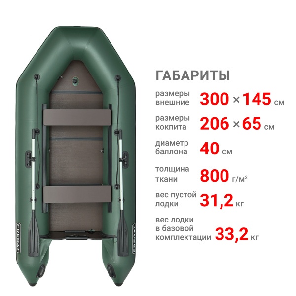 300 ЕК с килем Лодка (зеленая 54)